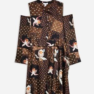TOPSHOP Boutique Orchid Print - Cold Shoulder Dress